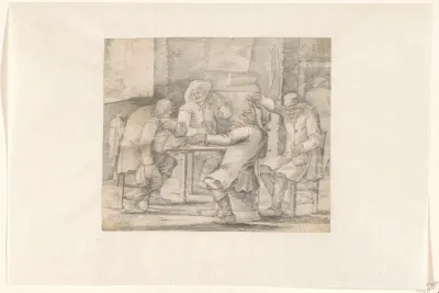 Gezelschap drinkende boeren