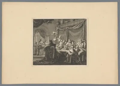 Gezelschap mannen aan tafel