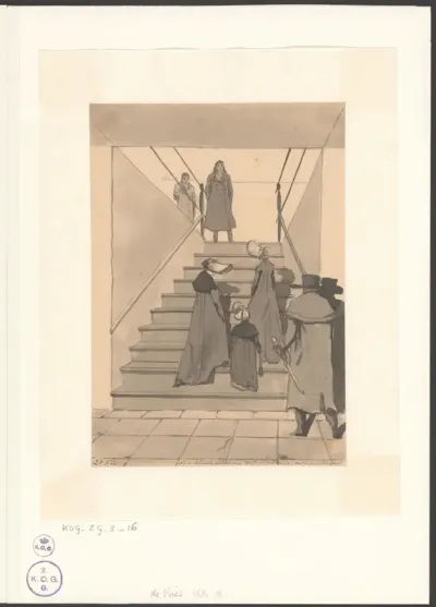 Gezelschap na een kunstbeschouwing in het Stadhuis