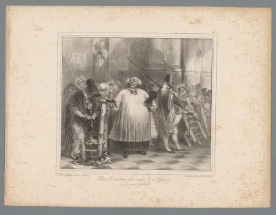 Gezette priester collecteert voor de kerk