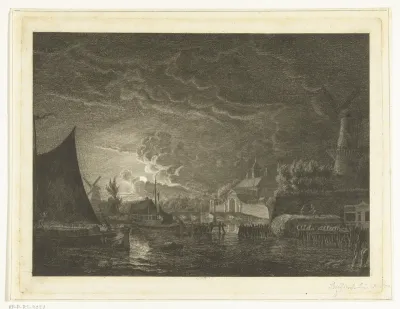 Gezicht buiten de Utrechtse Poort bij nacht