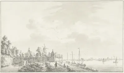 Gezicht buiten Gorinchem, met de Waterpoort