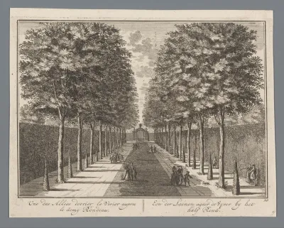 Gezicht in de centrale laan achter de tuin van Slot Zeist