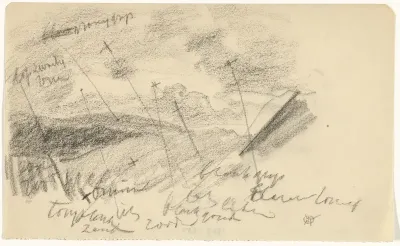 Gezicht in de duinen, met kleurnotities