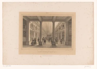Gezicht in de Galerie d'Orléans van het Palais-Royal in Parijs