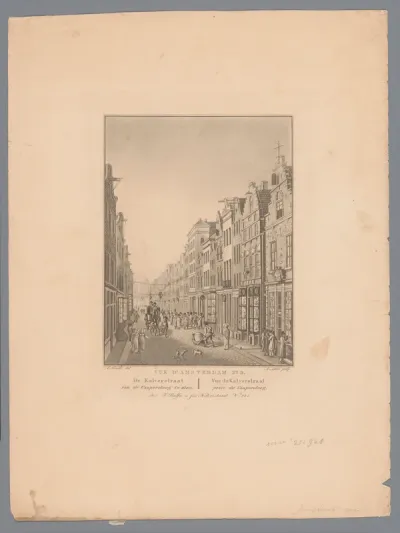 Gezicht in de Kalverstraat in Amsterdam
