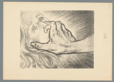 Gezicht met hand over de mond gedrukt