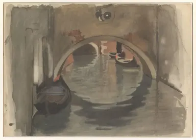 Gezicht onder een boogbrug te Venetië
