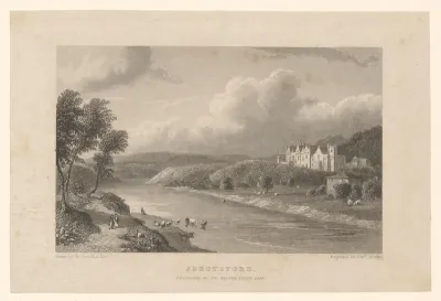 Gezicht op Abbotsford House aan de rivier Tweed
