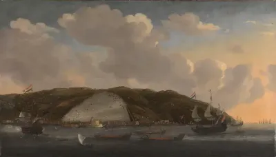 Gezicht op Algiers met Michiel Adriaenszoon de Ruyters schip 'De Liefde', 1662