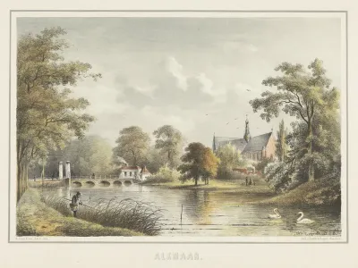 Gezicht op Alkmaar met de Grote Kerk