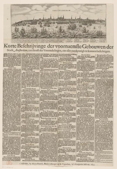 Gezicht op Amsterdam met beschrijving van de voornaamste gebouwen