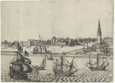 Gezicht op Amsterdam, vanaf het IJ (plaat I)