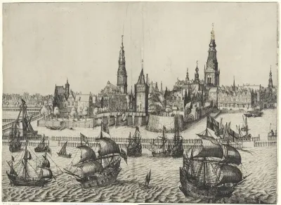 Gezicht op Amsterdam, vanaf het IJ (plaat II)