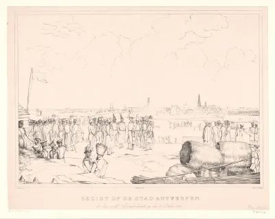 Gezicht op Antwerpen vanaf het citadel