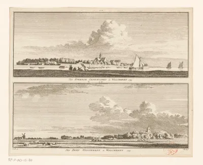 Gezicht op Arnemuiden en gezicht op Meliskerke, 1745