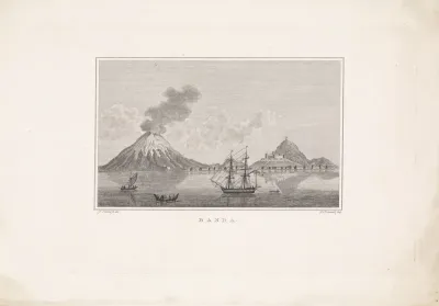 Gezicht op Bandaneira met het fort Belgica
