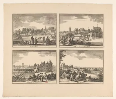 Gezicht op Biezelinge, Kapelle en Kasteel Maalstede, Kapelle en Kasteel Bruëlis, en Kruiningen