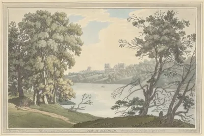 Gezicht op Blenheim Palace over het meer