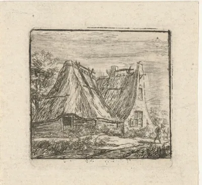 Gezicht op boerderij met schuur
