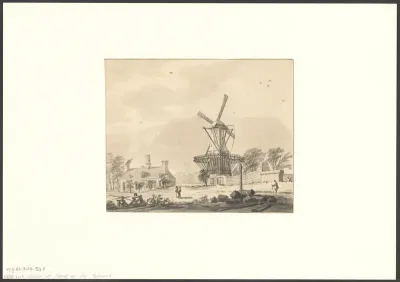 Gezicht op bolwerk Muiden met molen De Hond