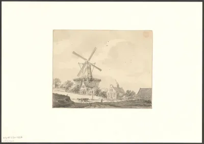Gezicht op bolwerk Reguliers en molen De Hoop