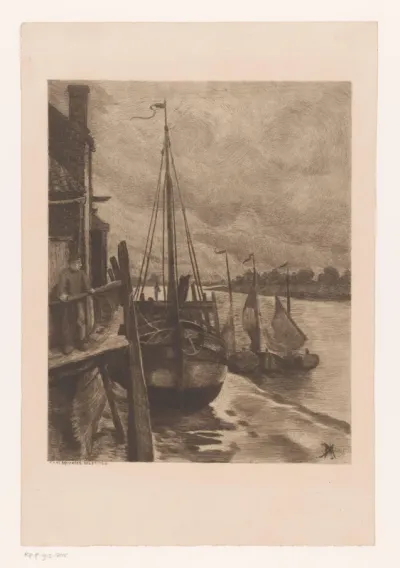 Gezicht op boten in de Schelde bij Rupelmonde