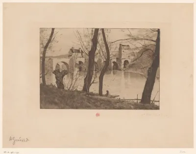 Gezicht op brug te Mantes-la-Jolie