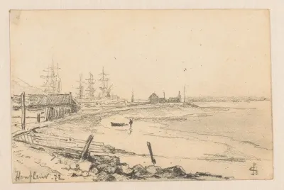 Gezicht op buitenhaven van Honfleur, 1872