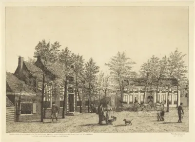Gezicht op buitenplaats Wisseloord met Rustlust te Muiderberg