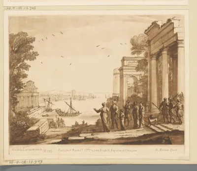 Gezicht op Carthago met Dido en Aeneas