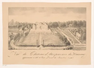 Gezicht op Château d'Attre met tuin