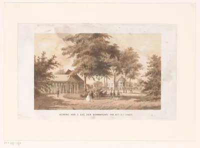 Gezicht op commandantswoning te Batavia