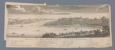 Gezicht op Constantinopel met het paleis