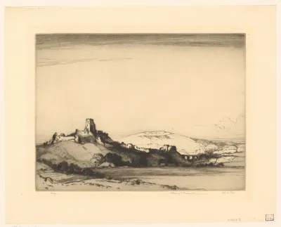 Gezicht op Corfe Castle