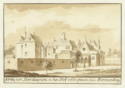 Gezicht op de abdij en het hof van Henneberg te Loosduinen