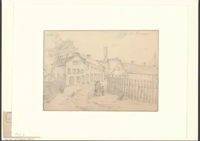 Gezicht op de Achterweg met gezicht op molen De Eenhoorn