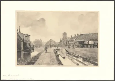 Gezicht op de Achterweg met molen de Otter