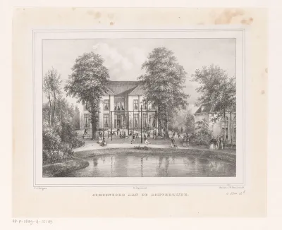 Gezicht op de achterzijde van buitenplaats Schoonoord in Rijswijk