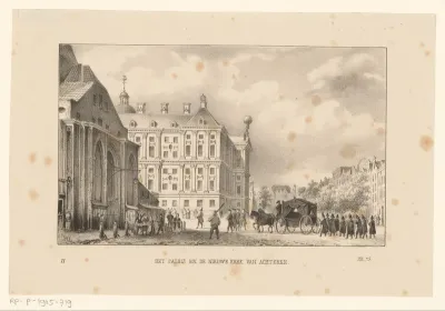 Gezicht op de achterzijde van de Nieuwe Kerk in Amsterdam