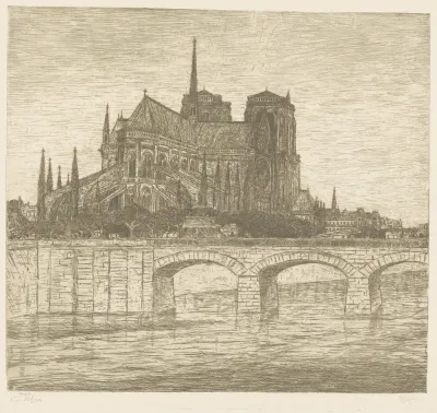 Gezicht op de achterzijde van de Notre Dame in Parijs
