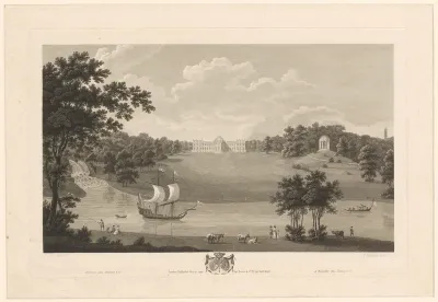 Gezicht op de achterzijde van Kasteel van Laken bij Brussel