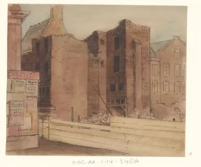 Gezicht op de afbraak van huizen aan de Nieuwezijds Voorburgwal