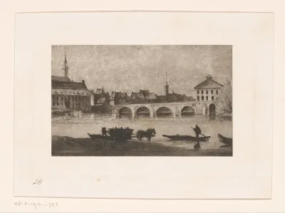 Gezicht op de Alte Brücke in Frankfurt am Main