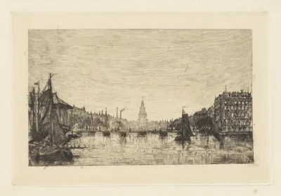 Gezicht op de Amstel en de Zuiderkerkstoren