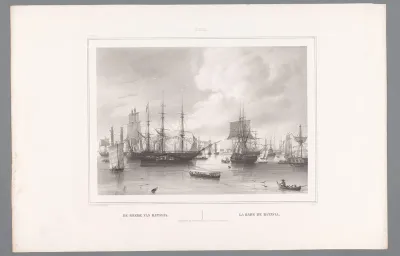 Gezicht op de ankerplaats van Batavia