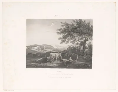 Gezicht op de Aqua Claudia te Rome met veehoeders