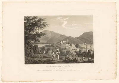 Gezicht op de baai van het eiland Antigua