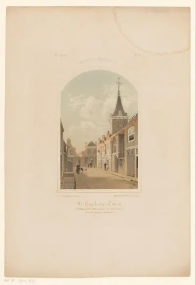 Gezicht op de Barbaratoren te Gouda