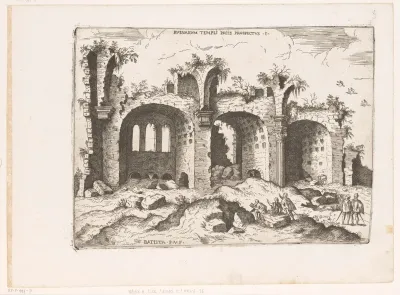 Gezicht op de Basilica van Maxentius te Rome